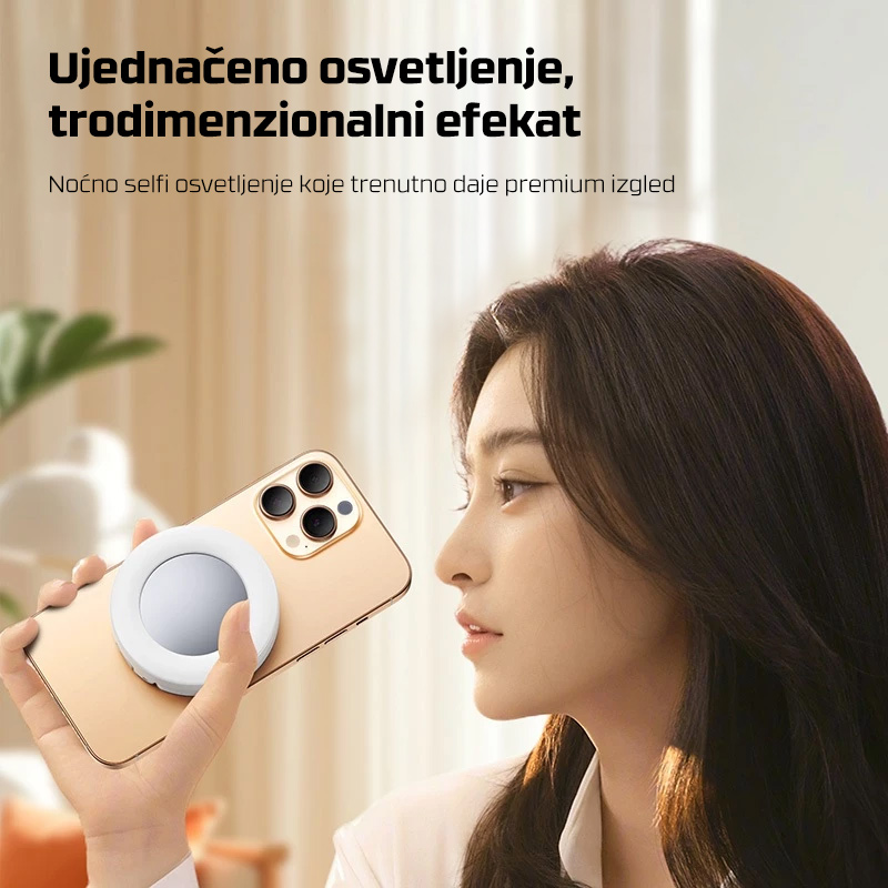 Selfie LED svetlo magnetic belo
