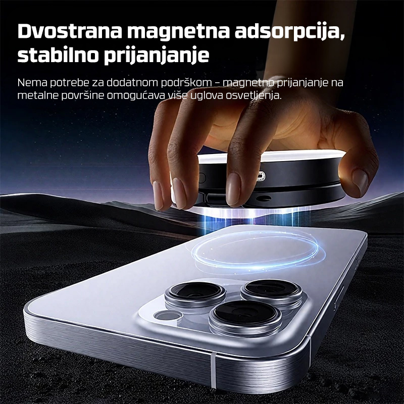 Selfie LED svetlo magnetic crno