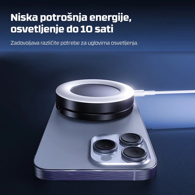 Selfie LED svetlo magnetic crno