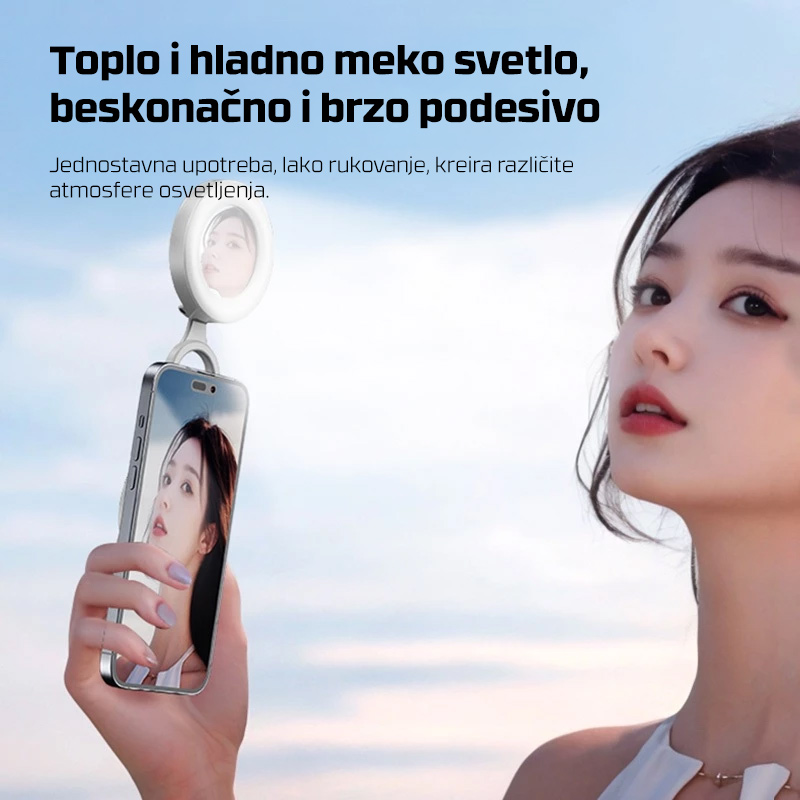 Selfie LED svetlo magnetic crno