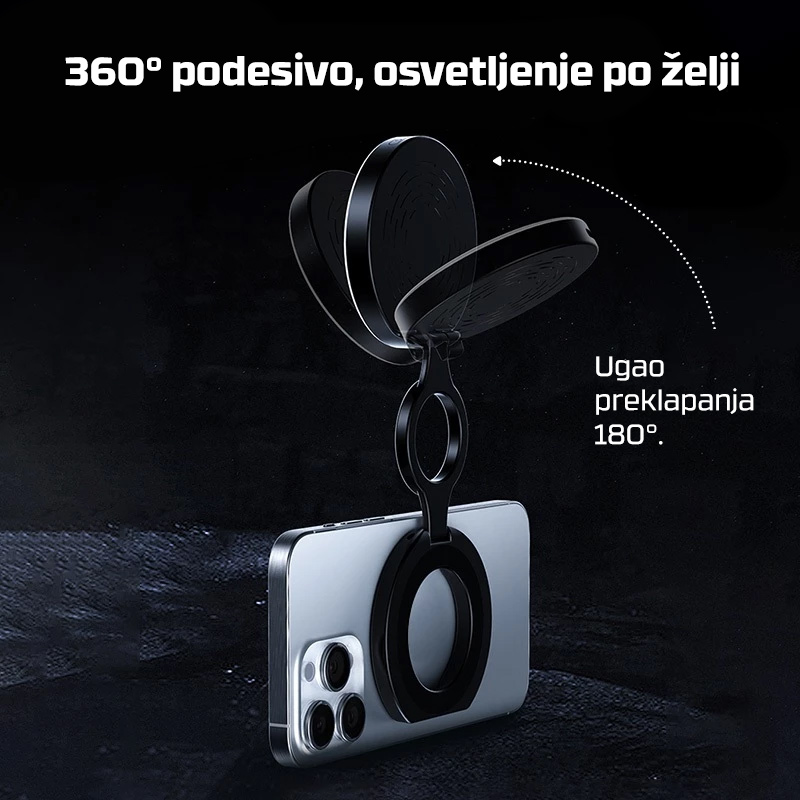 Selfie LED svetlo magnetic crno