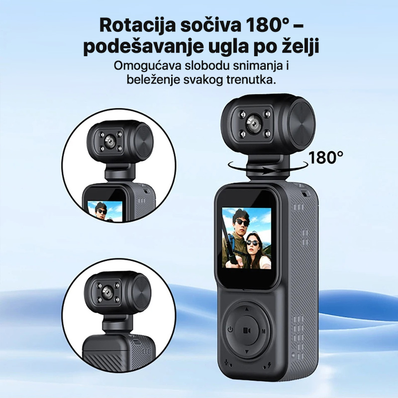 Smart akciona kamera Q5 2k sa memorijskom karticom 128Gb crna