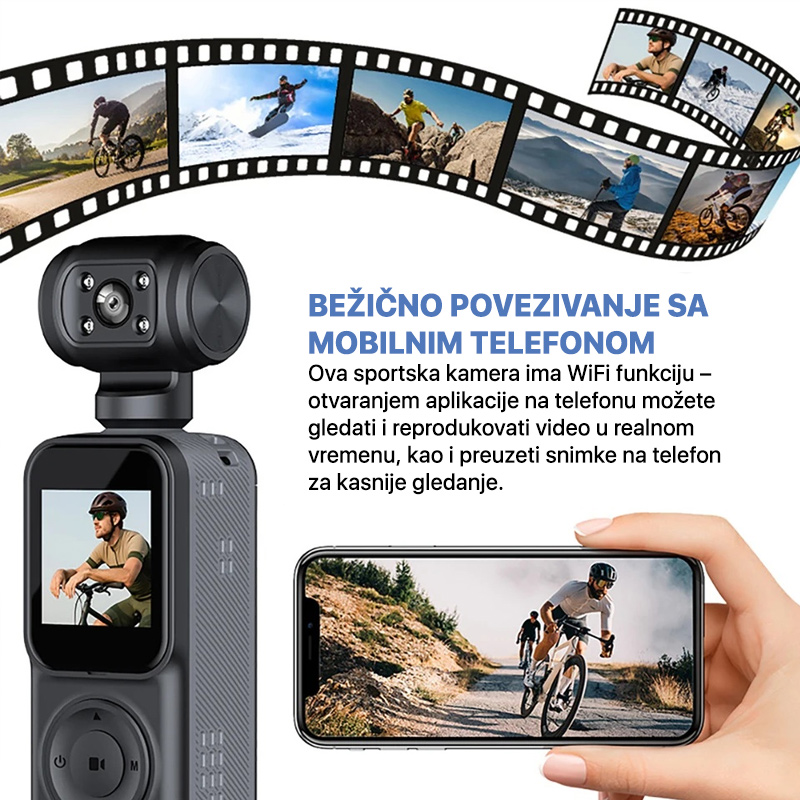 Smart akciona kamera Q5 2k sa memorijskom karticom 32Gb crna