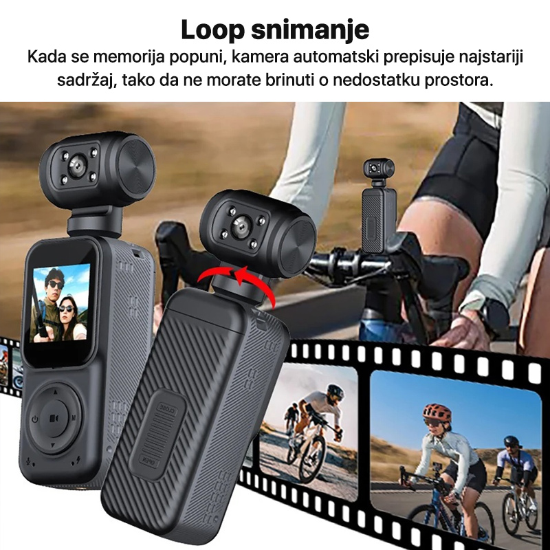 Smart akciona kamera Q5 2k sa memorijskom karticom 32Gb crna