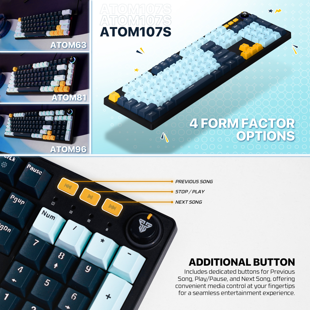 Tastatura Mehanicka Gaming Fantech MK893S RGB Atom 107S MIZU Blue (Rosie switch)