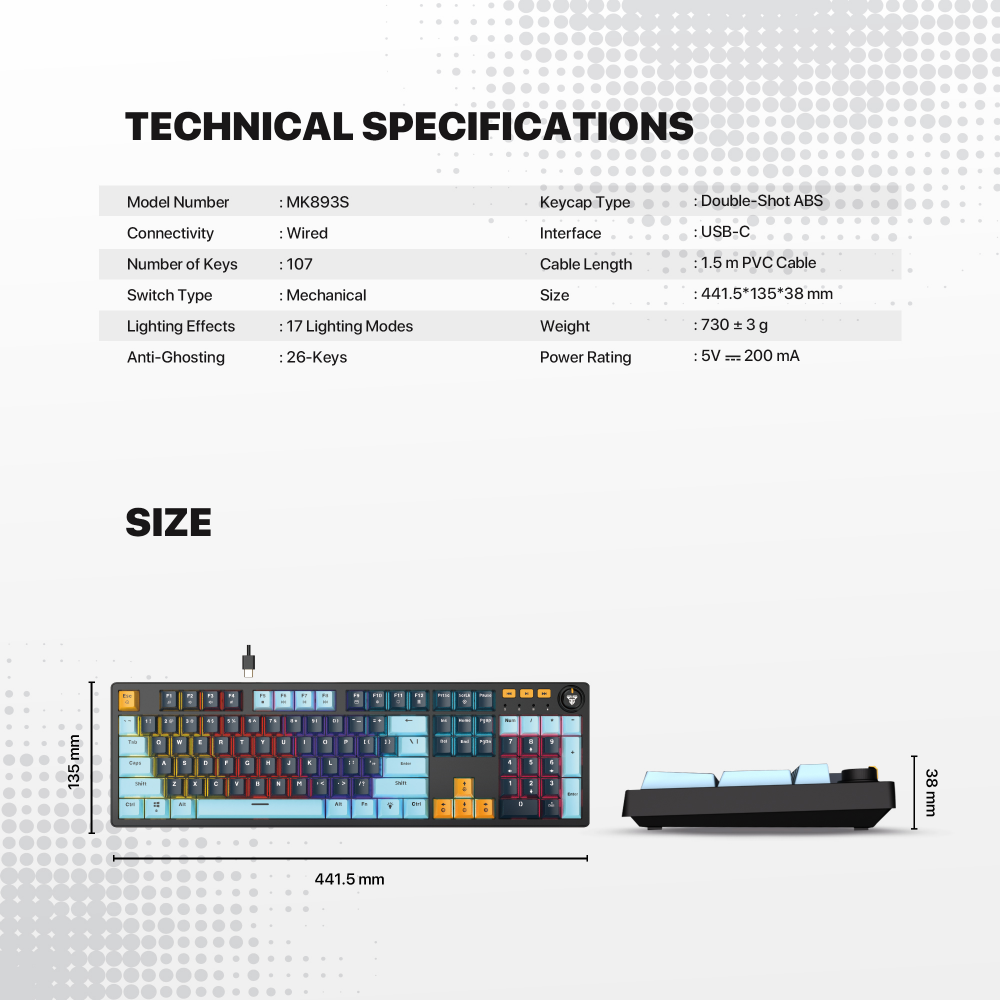 Tastatura Mehanicka Gaming Fantech MK893S RGB Atom 107S MIZU Blue (Blue switch)