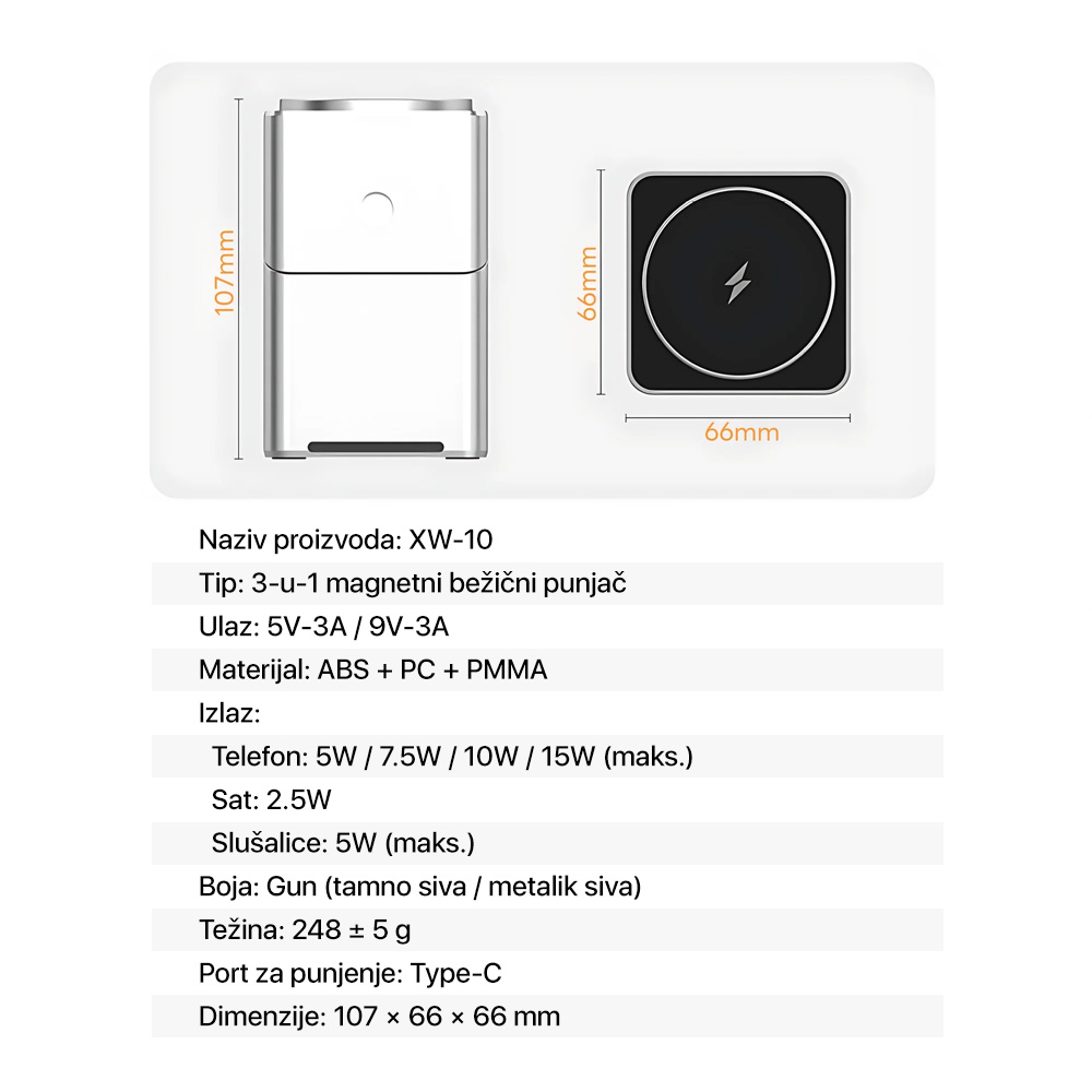 Wireless desktop punjac XW-10 sivi