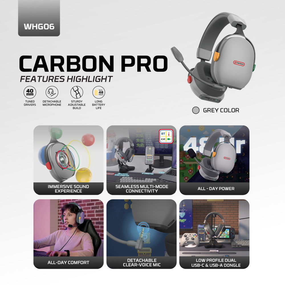 Bluetooth slusalice Fantech Carbon Pro WHG06 sive