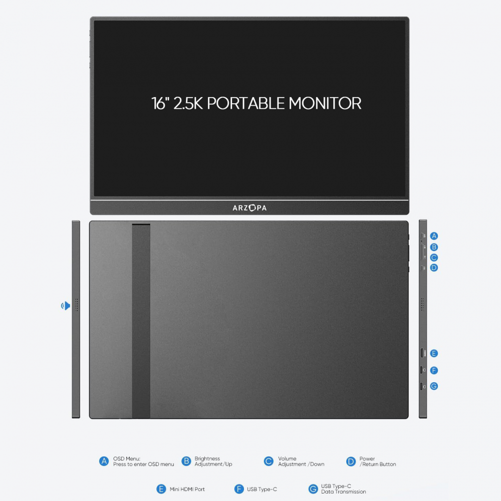 Eksterni prenosni monitor Arzopa Z1RC 16 inch Black 2.5K sRGB100