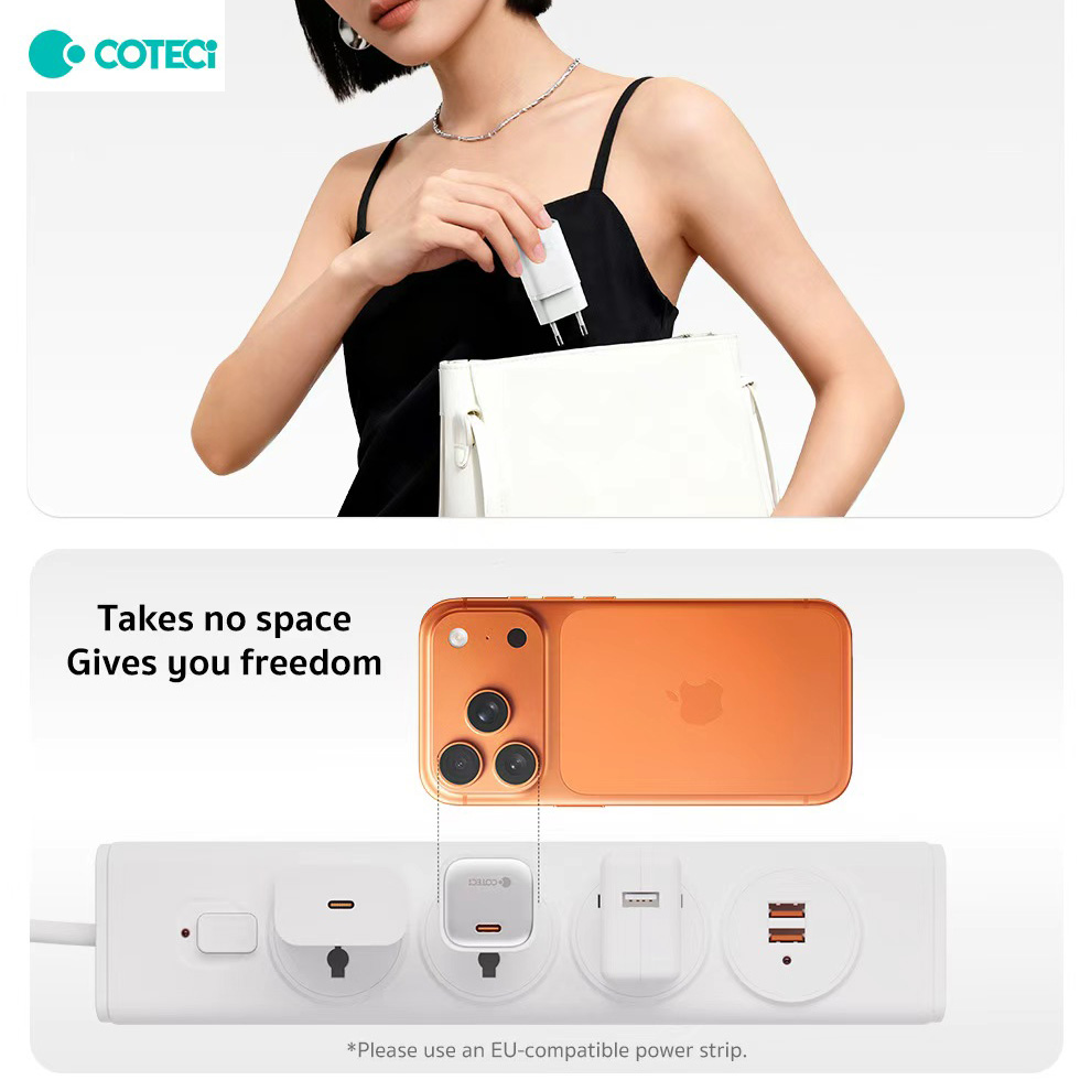 Kucni punjac Coteci iH-141 45W GaN sa PD na Type C kablom beli