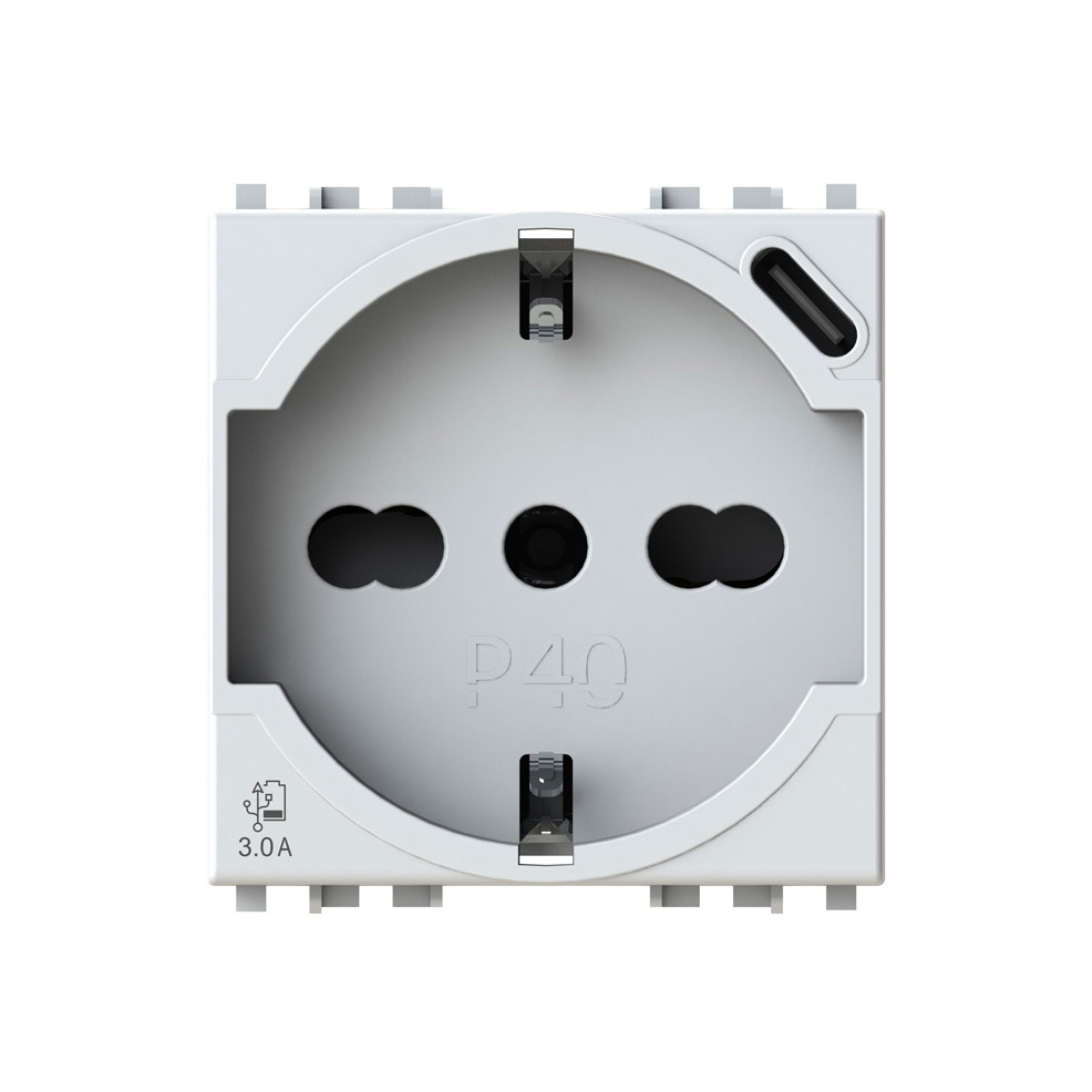 Uticnica USB P40 (1 suko+1 USB C) Vimar Arke bela 4B.V19B.P40.USB