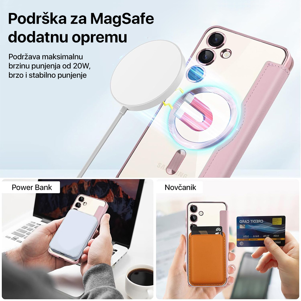Torbica Magsafe Lux Bi Fold za Samsung S946B Galaxy S26 Plus braon