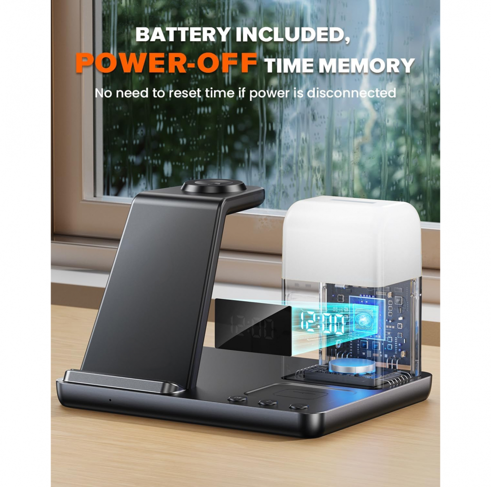 Desktop drzac za mobilni telefon Z18 6u1 (wireless punjac za mobilni telefon, slusalice i Apple smart watch)