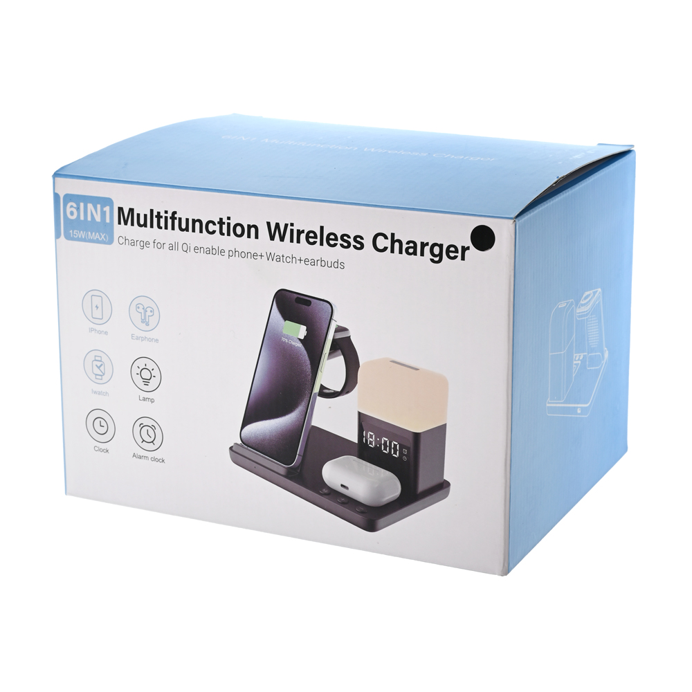 Desktop drzac za mobilni telefon Z18 6u1 (wireless punjac za mobilni telefon, slusalice i Apple smart watch)