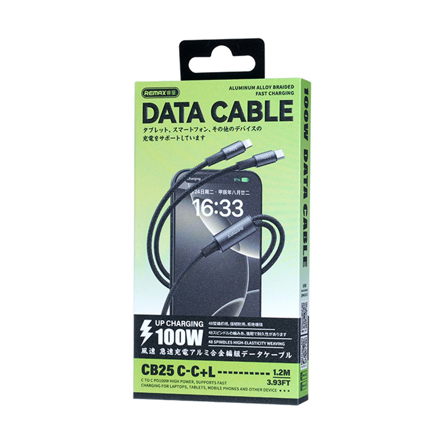 Data kabl REMAX Wind speed CB25 100W 2u1 Type C na Type C/Lightning 1.2m