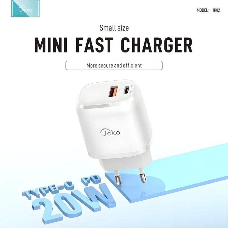 Kucni punjac KONFULON JK82 + DC64 PD 20W, QC 18W, sa kablom USB na Lightning beli
