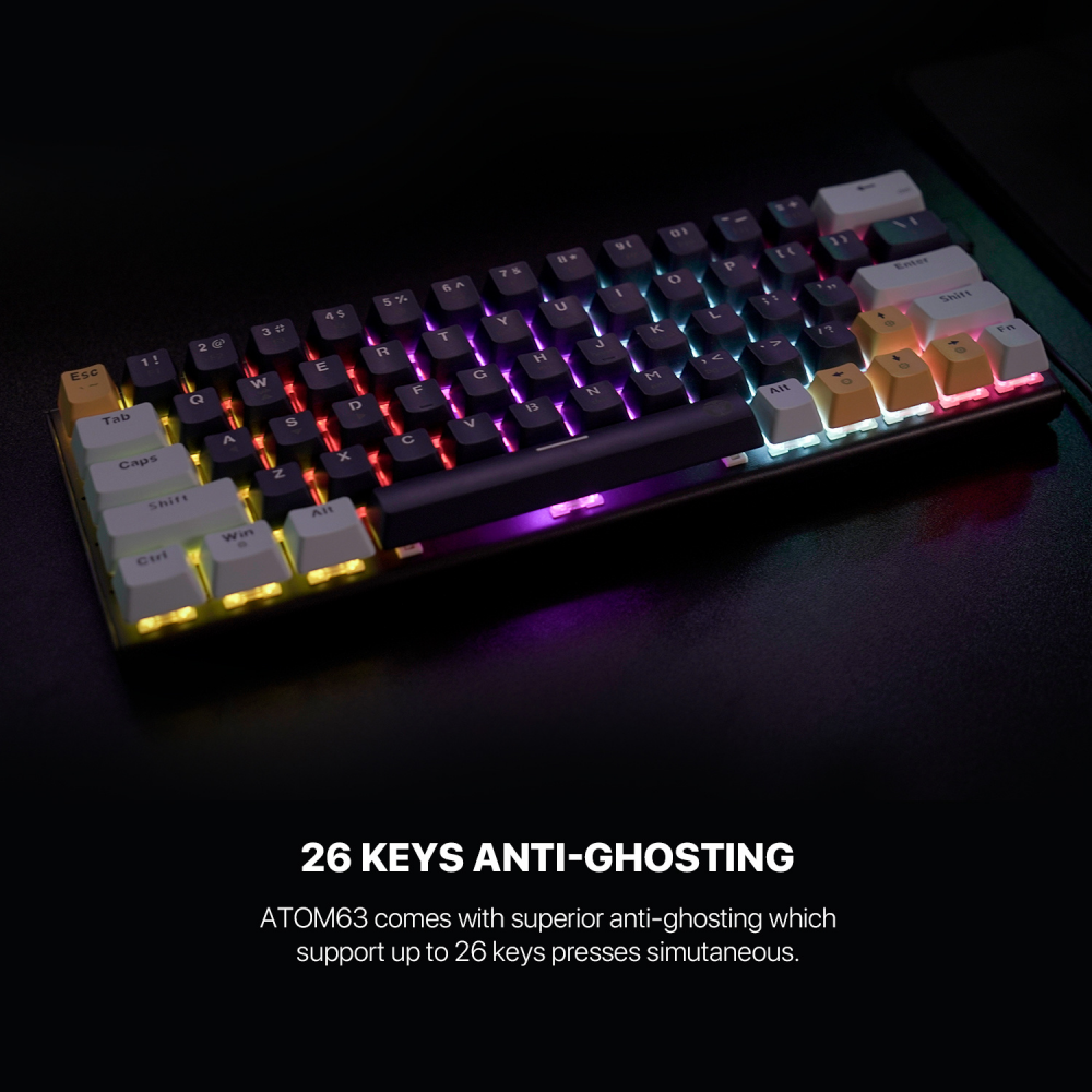 Tastatura Mehanicka Gaming Fantech MK874V2 RGB Atom 63 Mizu SkyBlue (taro switch)