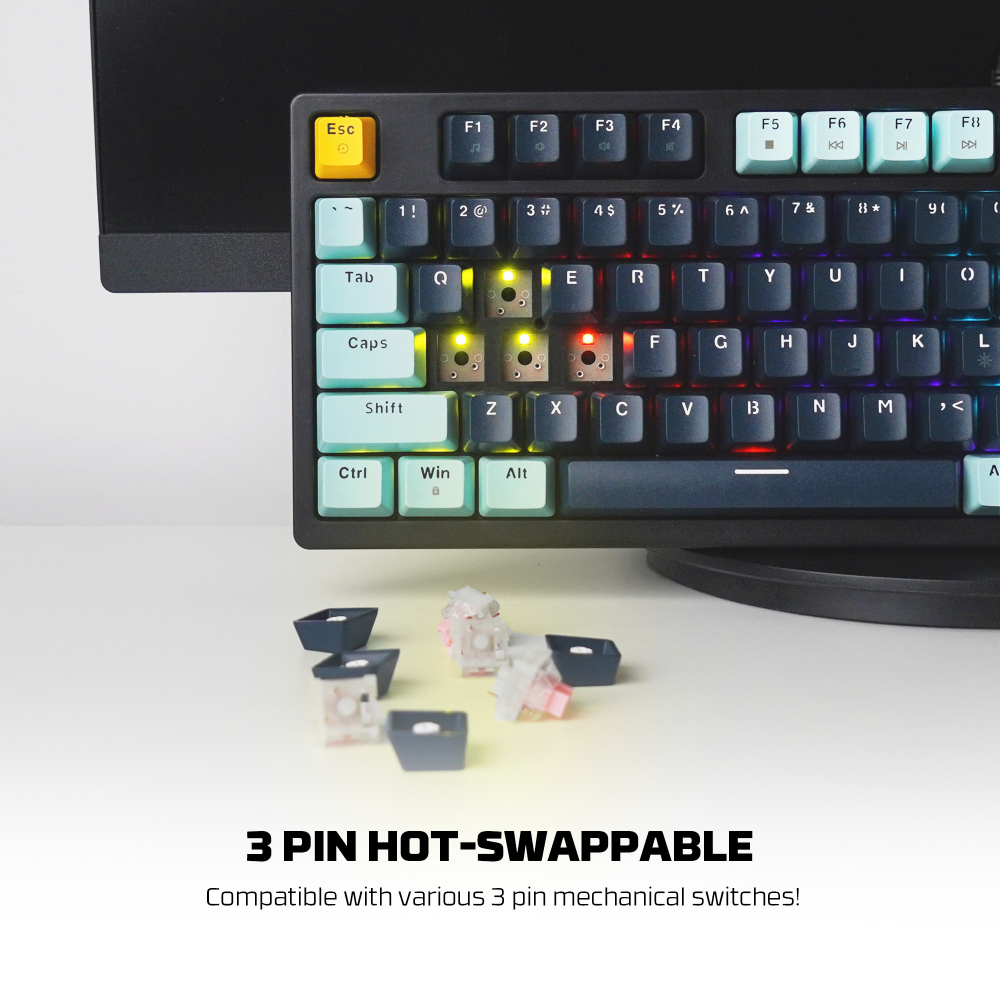 Tastatura Mehanicka Gaming Fantech MK875V2 RGB Atom 81 Mizu Navy (Rosie switch)