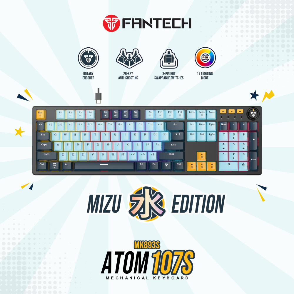 Tastatura Mehanicka Gaming Fantech MK893S RGB Atom 107S MIZU Blue (Taro switch)