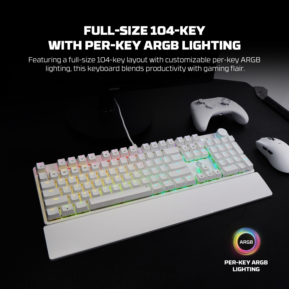 Tastatura Mehanicka Gaming Fantech MK894 RGB Maxpower II bela (speed grey switch)