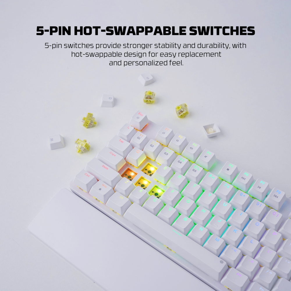 Tastatura Mehanicka Gaming Fantech MK894 RGB Maxpower II bela (yellow zest switch)