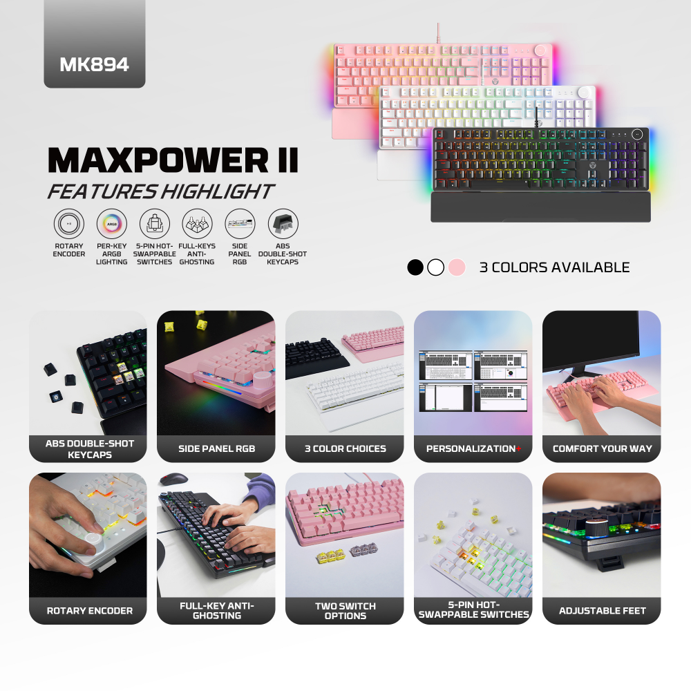 Tastatura Mehanicka Gaming Fantech MK894 RGB Maxpower II sakura (speed grey switch)