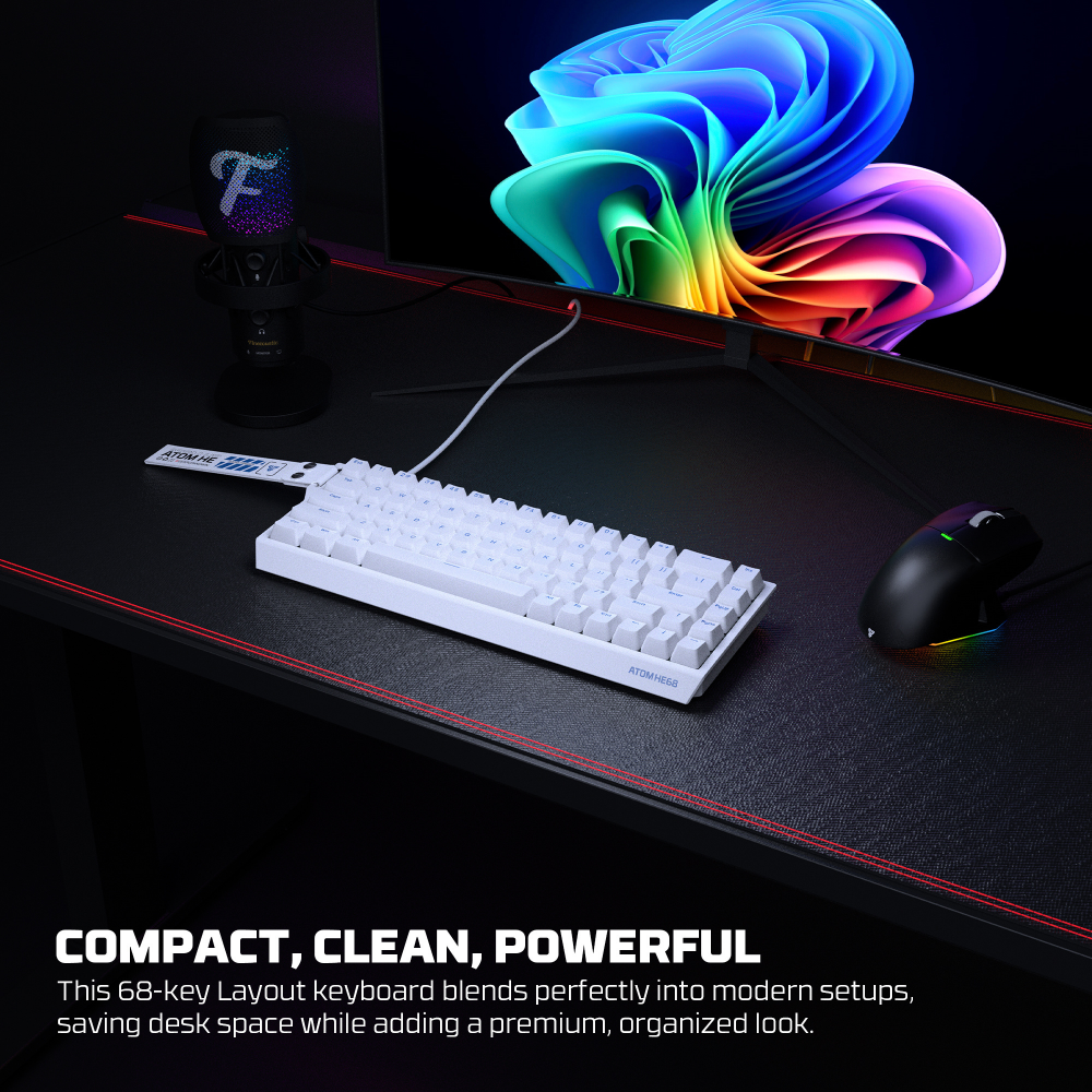 Tastatura Wired Magnetic Gaming Fantech MK811 RGB Atom HE68 bela (emerald switch)