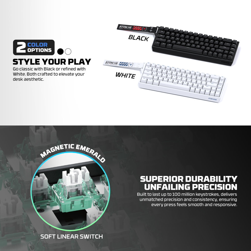 Tastatura Wired Magnetic Gaming Fantech MK811 RGB Atom HE68 crna (emerald switch)