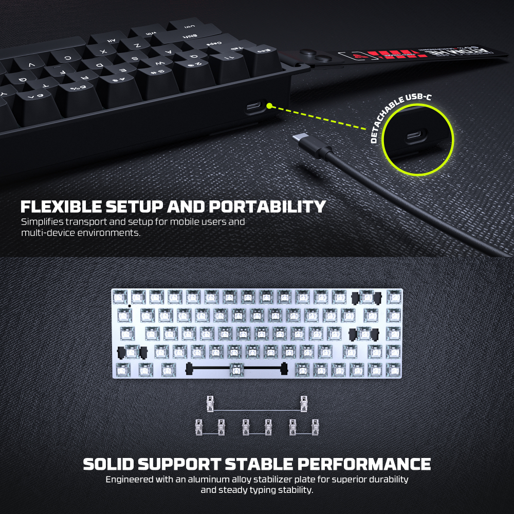 Tastatura Wired Magnetic Gaming Fantech MK811 RGB Atom HE68 crna (emerald switch)