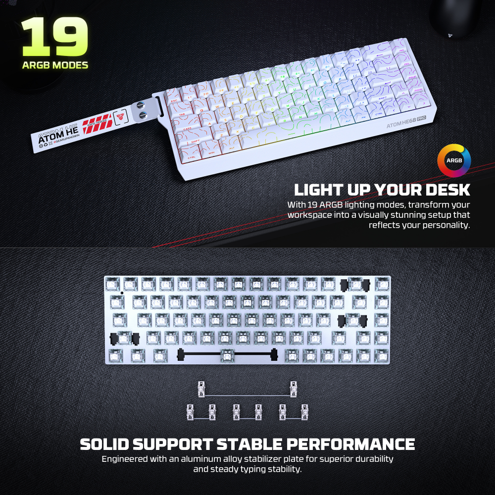 Tastatura Wired Magnetic Gaming Fantech MK922 Atom HE68 Pro Retro bez (emerald switch)