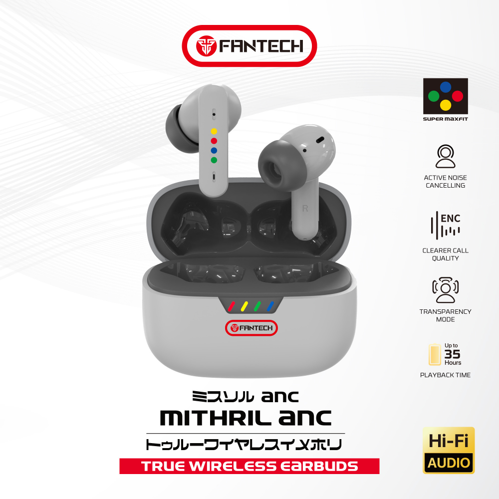 Bluetooth slusalice Fantech TX4 Mithril ANC Super Maxfit sive