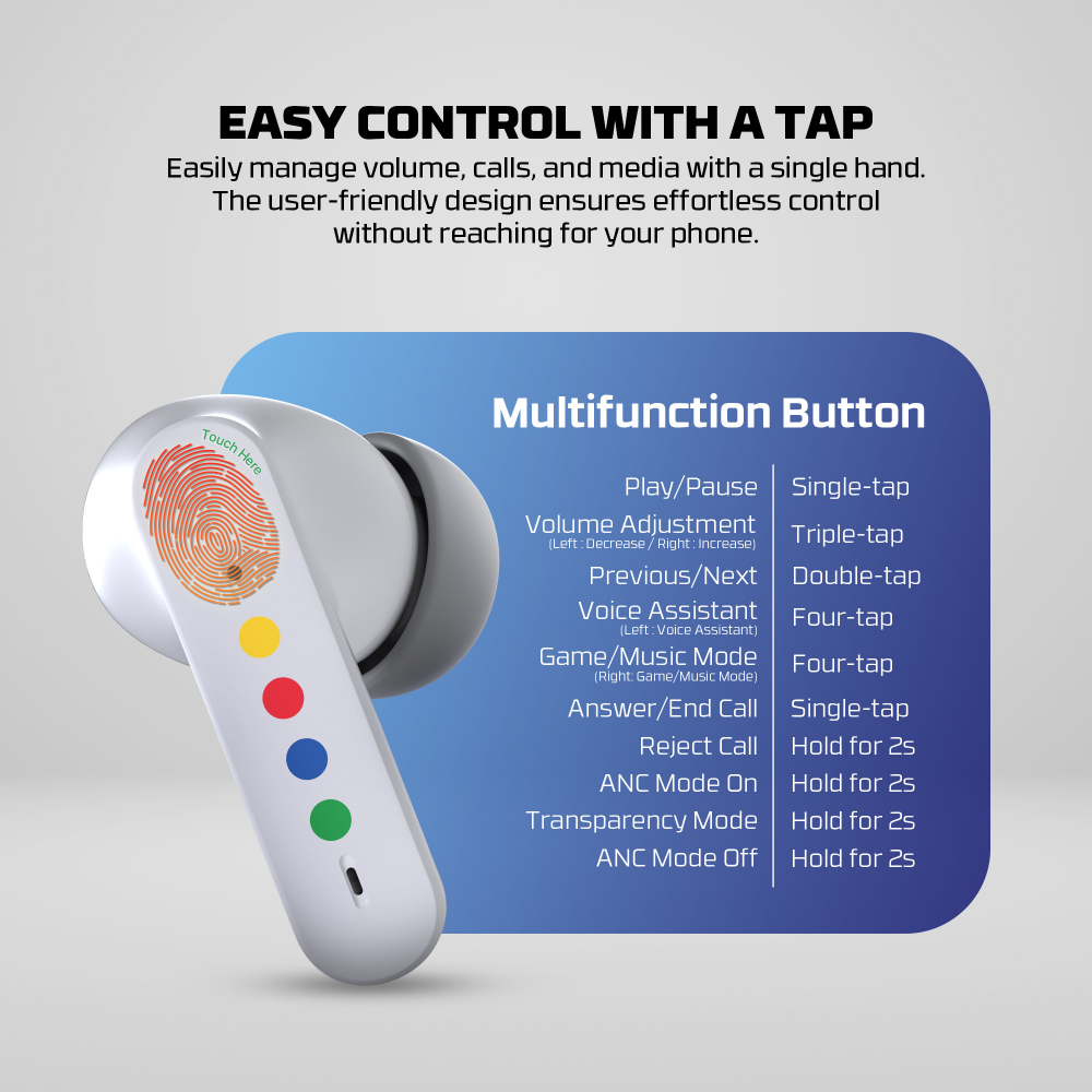 Bluetooth slusalice Fantech TX4 Mithril ANC Super Maxfit sive