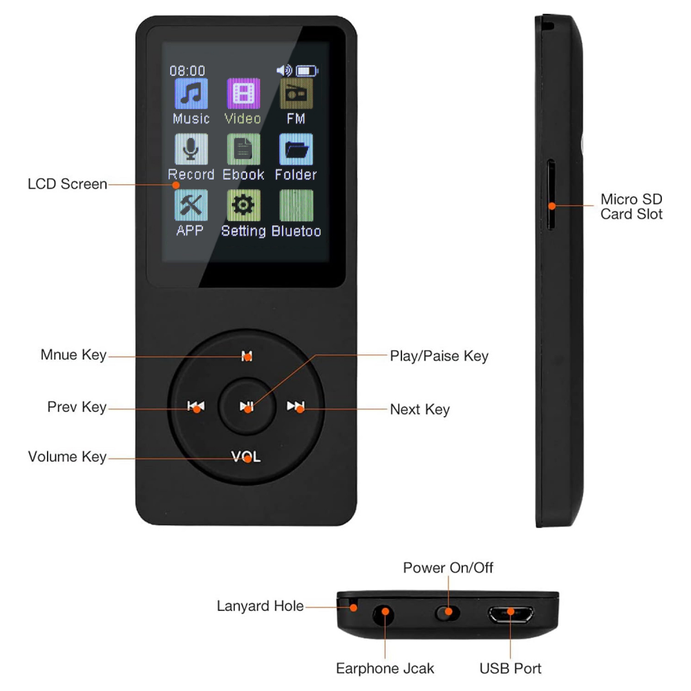 MP4 player JWD 8GB crni