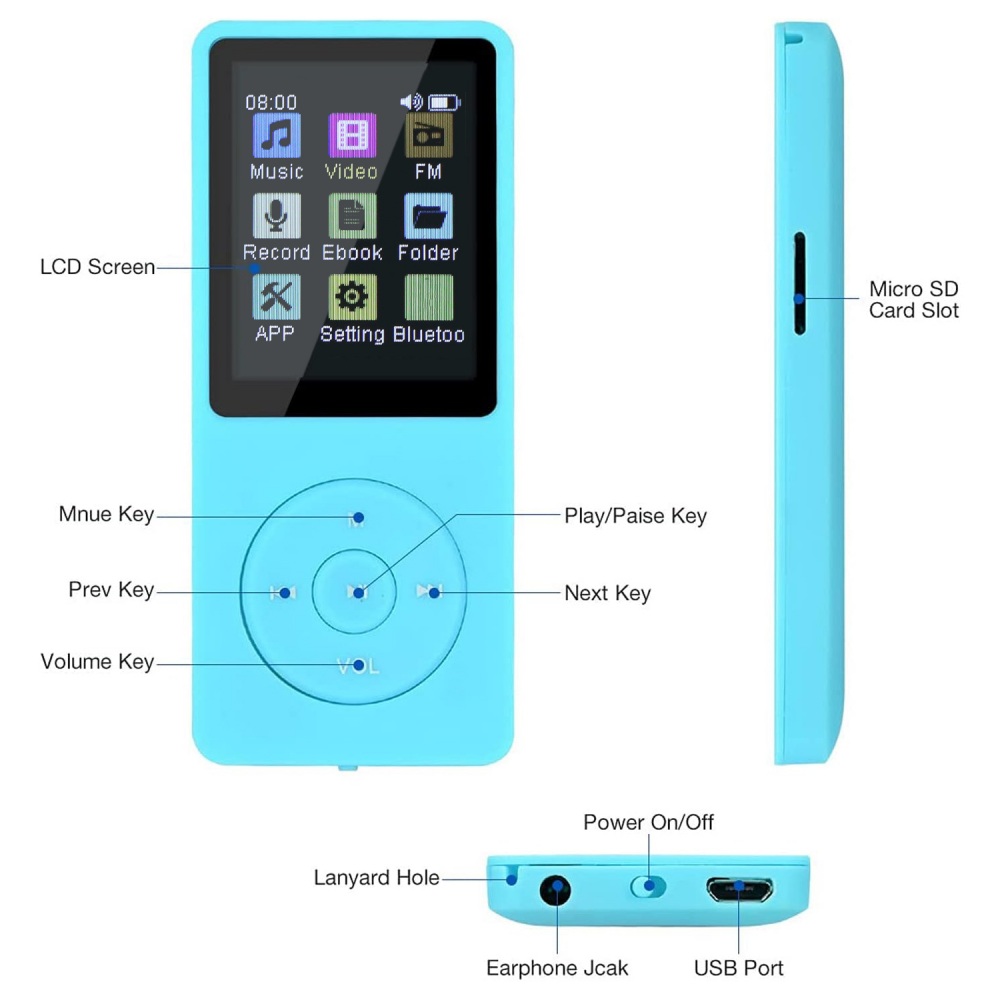 MP4 player JWD 8GB plavi