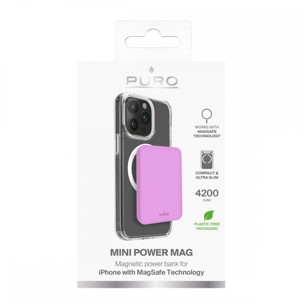 Power bank prenosiva baterija PURO Magsafe 4200mAh pink