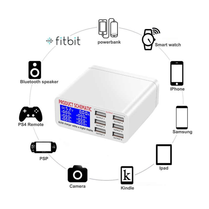 Mega-Idea multifunkcionalni desktop punjac sa WLX-899 (100W, 6 port)