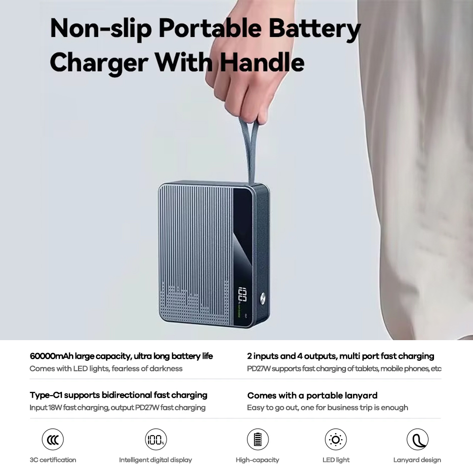 Power bank prenosiva baterija REMAX FP-5 PD27 60000mAh siva