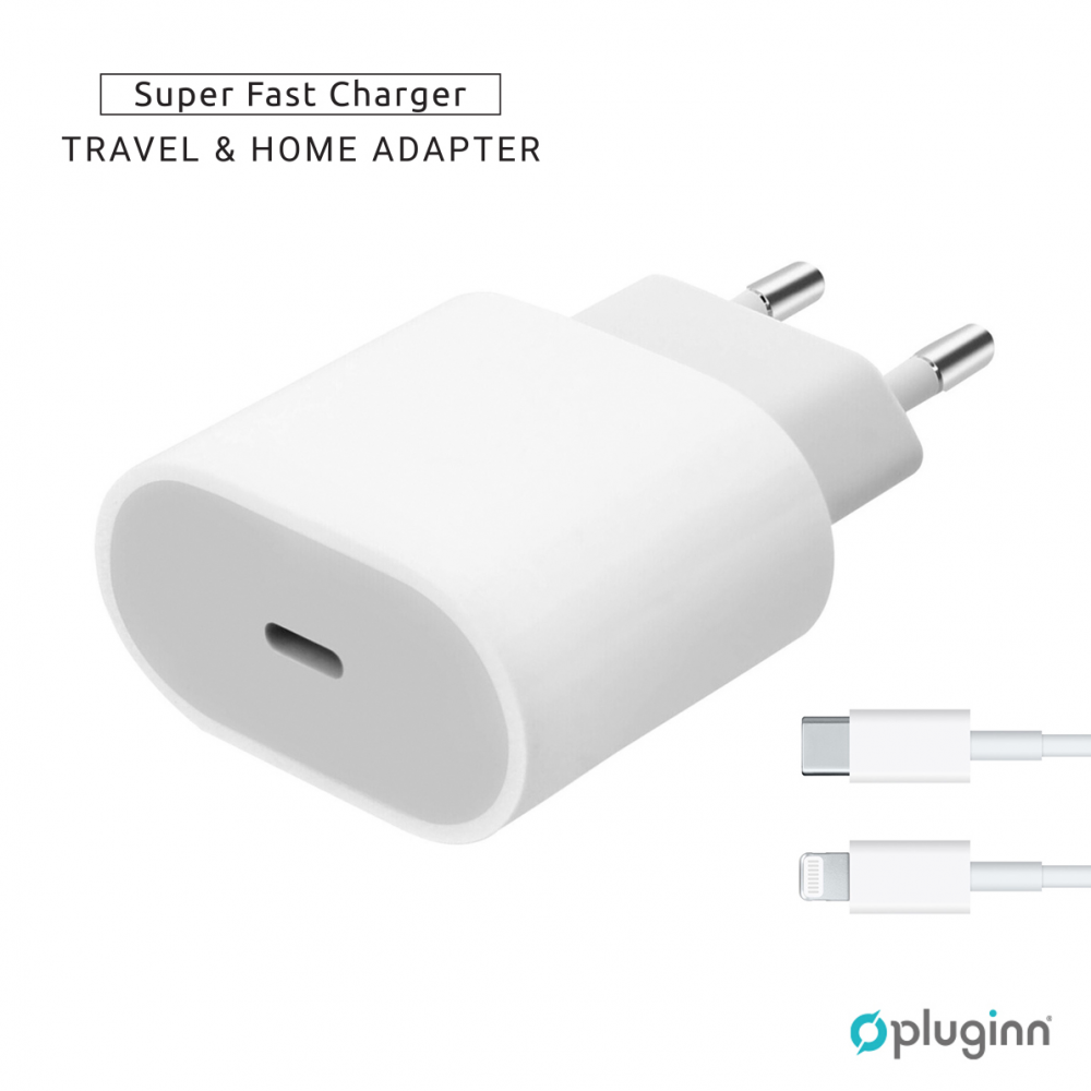 Kucni Punjac Pluginn AJ-20 A2347 EMC3621 PD Fast 20W za iPhone 11-14 sa PD lightning kablom CE beli