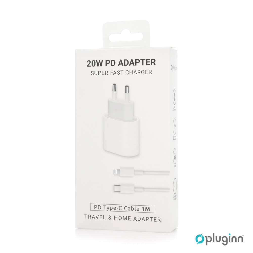 Kucni Punjac Pluginn AJ-20 A2347 EMC3621 PD Fast 20W za iPhone 11-14 sa PD lightning kablom CE beli