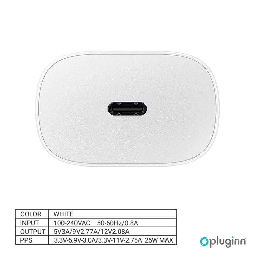 Kucni Punjac Pluginn AJ-25 KP-614C PD Fast 25W za Samsung beli CE