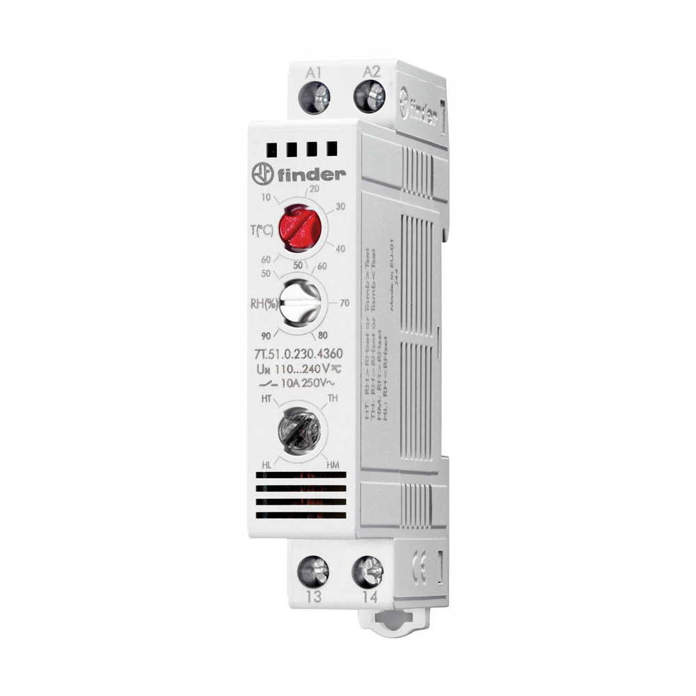 Termo-Higrostat 110-240V AC/DC, 1NO/10A, 7T.51.0.230.4360