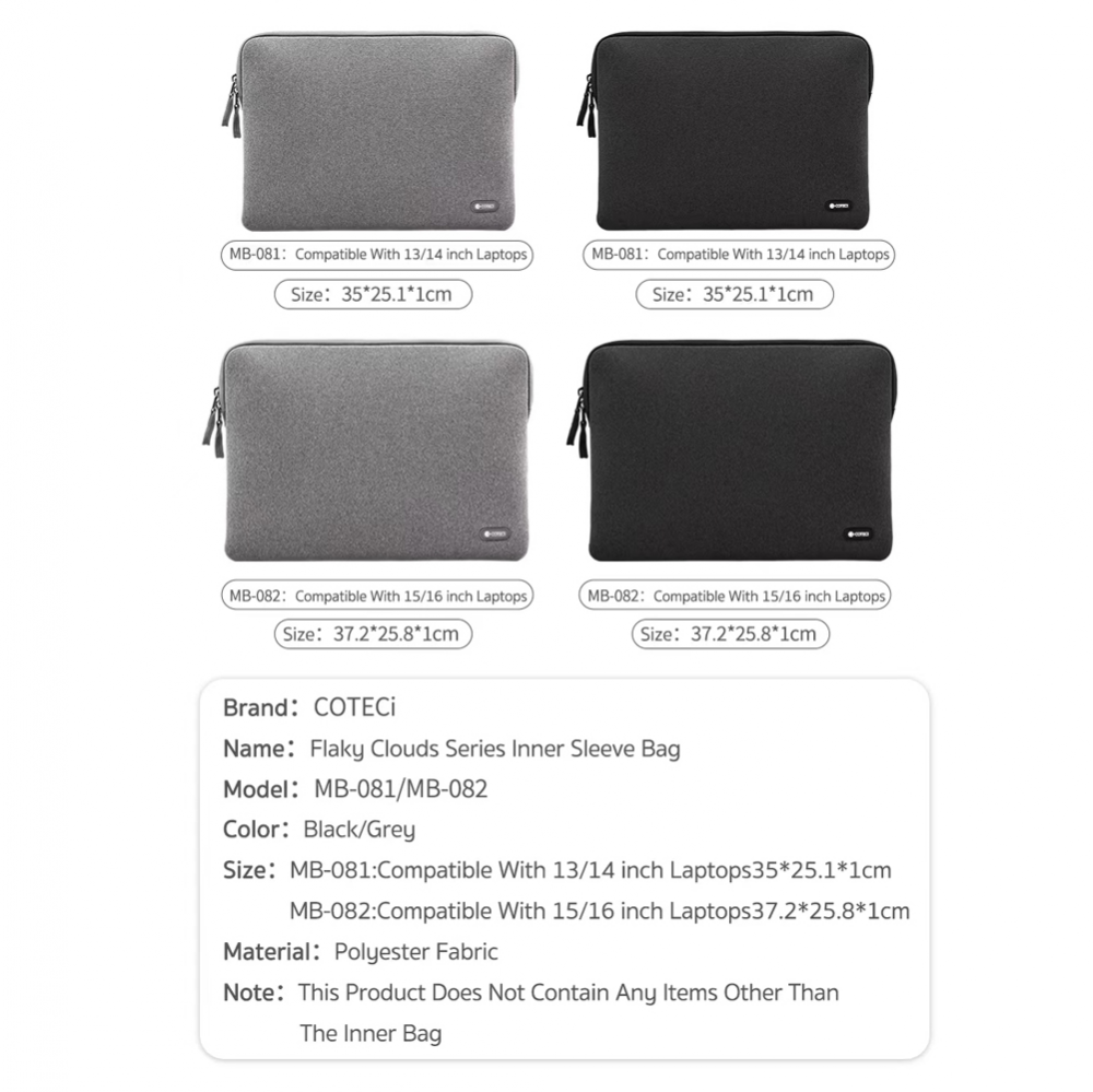 Torba za laptop Coteci MB-082 15-16 inch siva