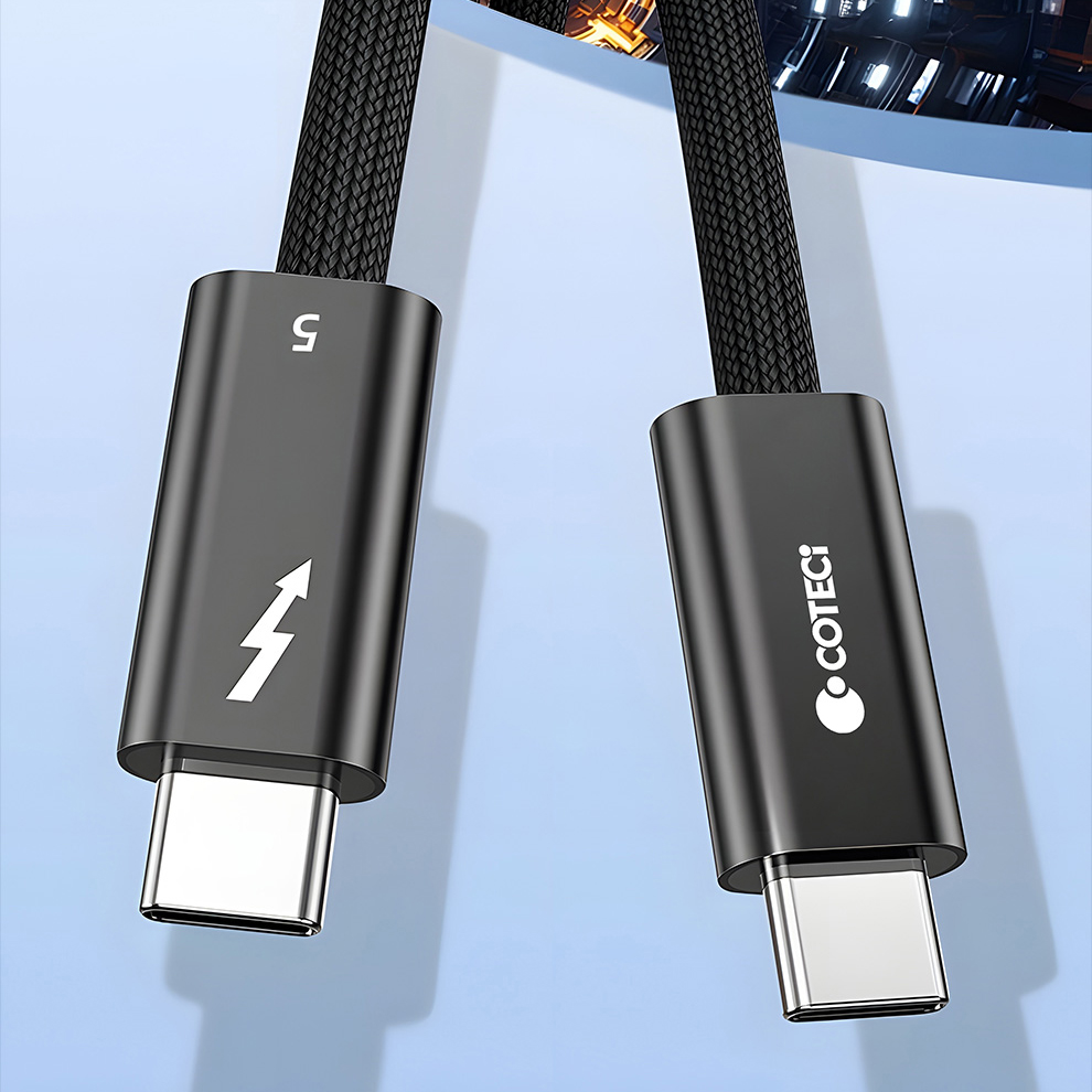 Data kabl Coteci Thunderbolt OF-065 120Gbps 240W 4k PD Type C na Type C crni 1.5m