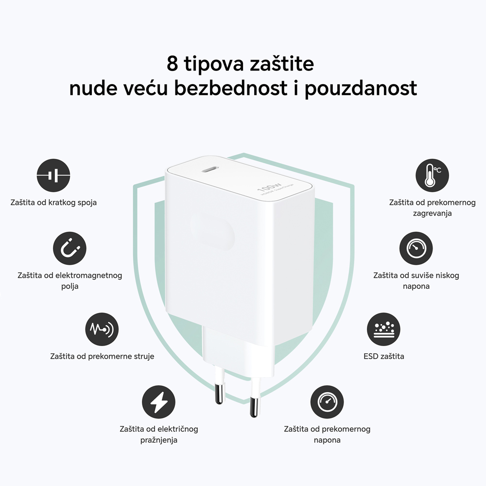 Kucni punjac Honor Super Charge GaN Slim 100W beli