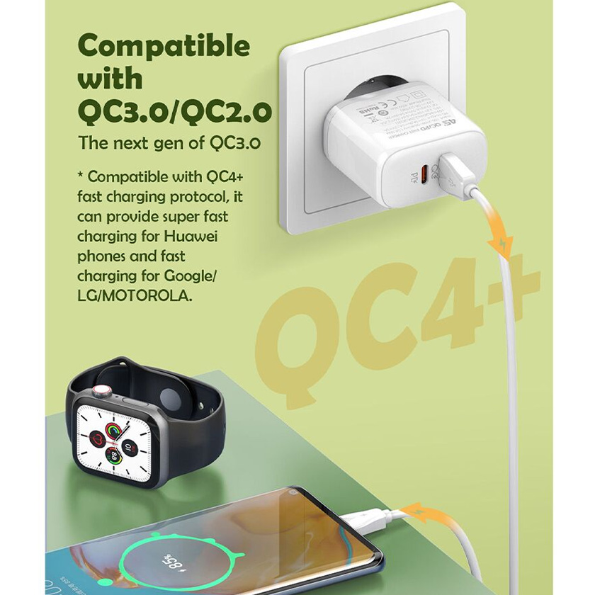 Kucni punjac LDNIO A2526C PD, QC4+, QC3.0, PPS 45W Type C na Type C