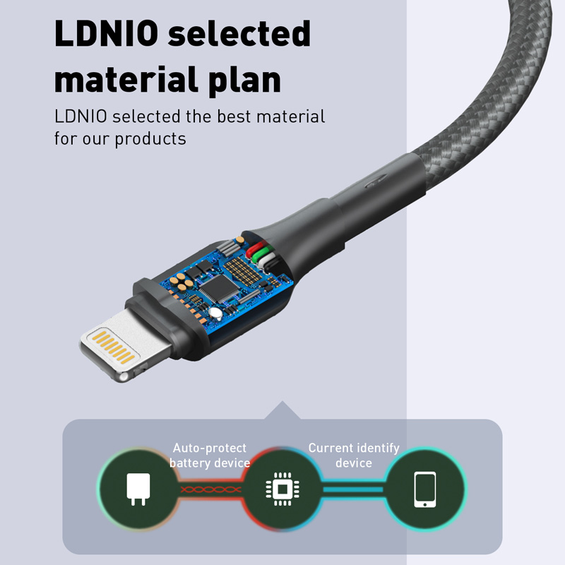 Data kabl LDNIO LS851 25W Fast Type C sivi 1m