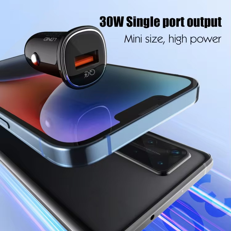 Auto punjac LDNIO C105, QC3.0, 30W USB Type C crni