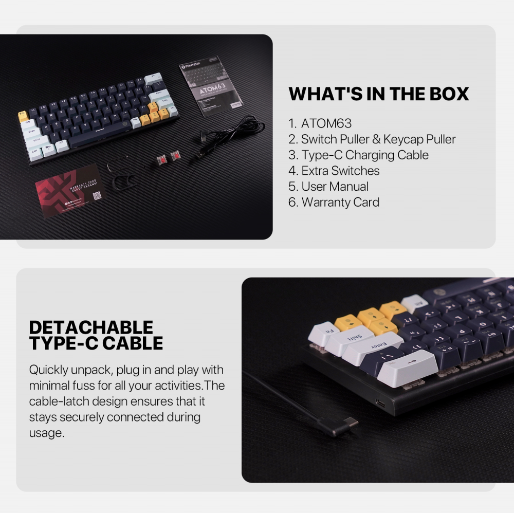 Tastatura Mehanicka Gaming Fantech MK874 RGB Atom 63 SkyBlue (Blue switch)