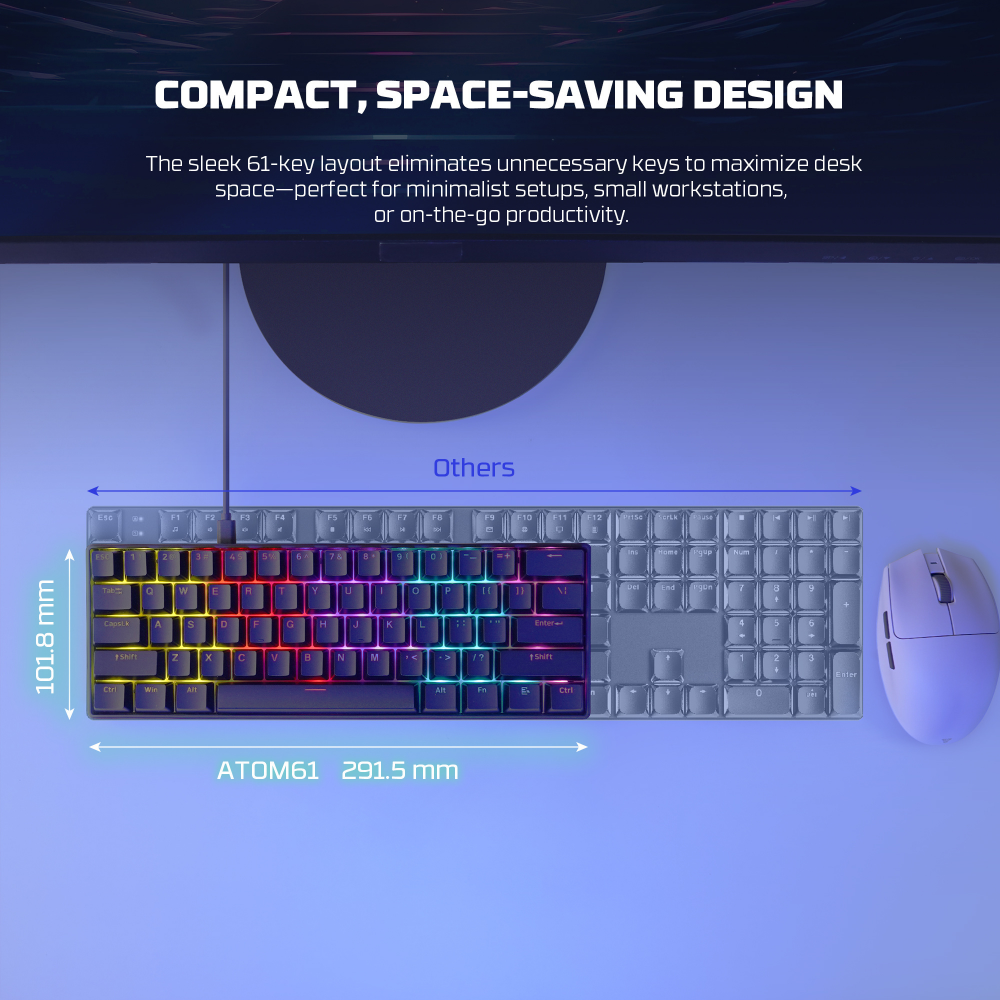 Tastatura Mehanicka Gaming Fantech MK211 RGB Atom61 crna (red switch)