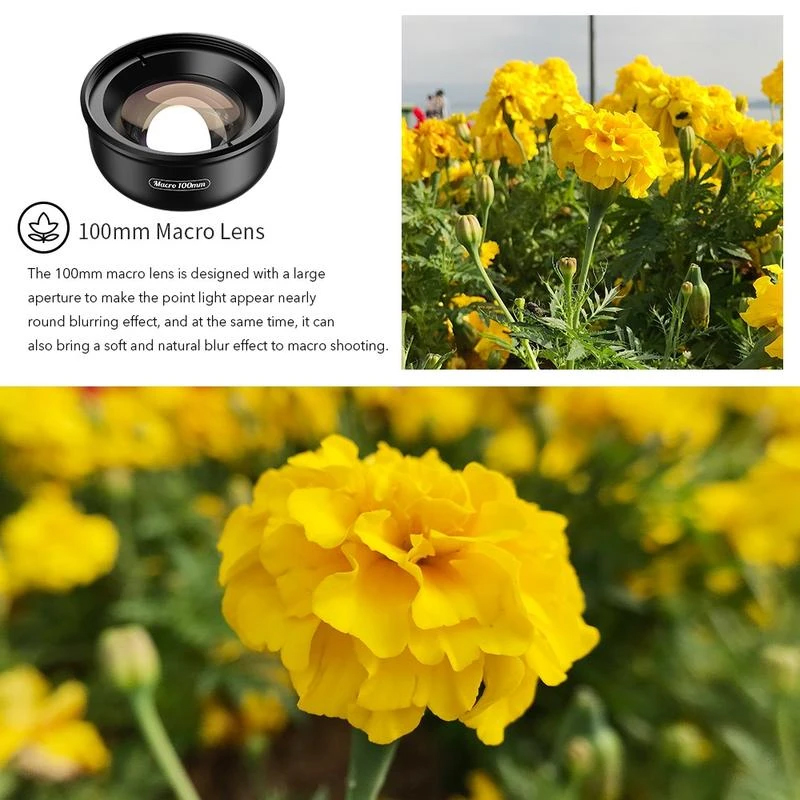 Objektiv za mobilni telefon/tablet univerzalni 100mm 4k Macro crni